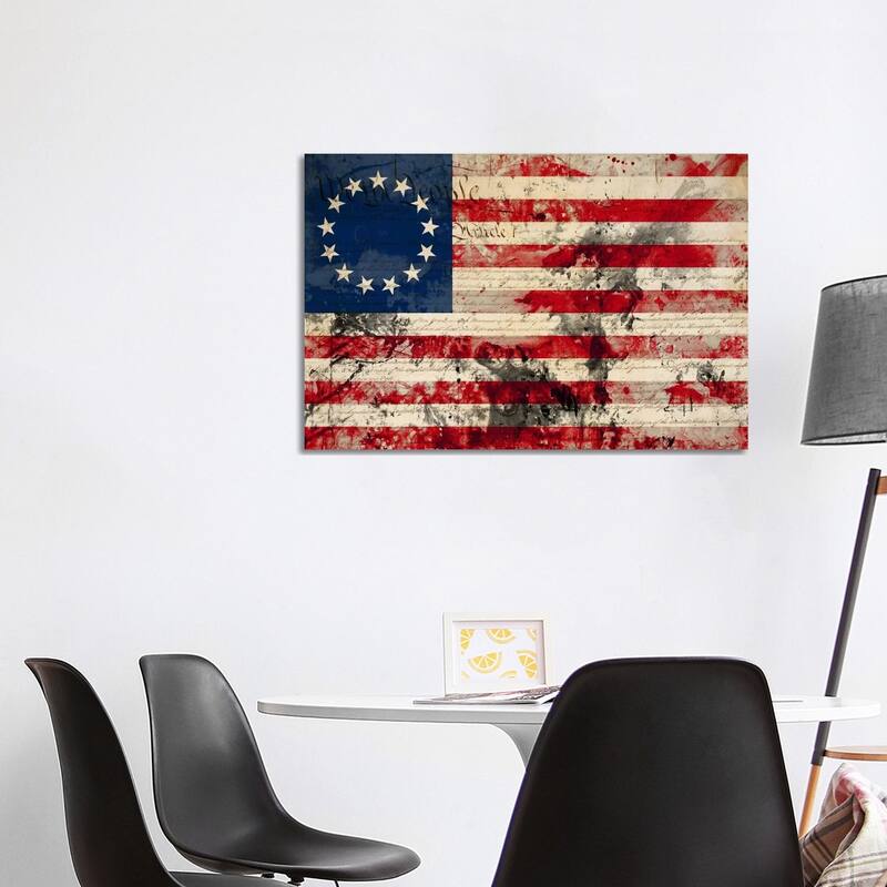 iCanvas "USA "Betsy Ross" Flag with Constitution Background I" by iCanvas Canvas Print - 26x40x1.5