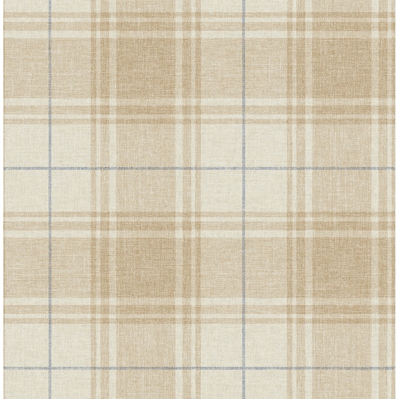Seabrook Designs Libbie Flannel Plaid Unpasted Wallpaper - 20.5 in. W x 33 ft. L - Copper and & Ash