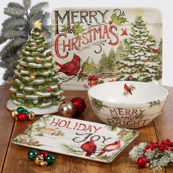 Certified International Evergreen Christmas 16 Piece Dinnerware Set Multi