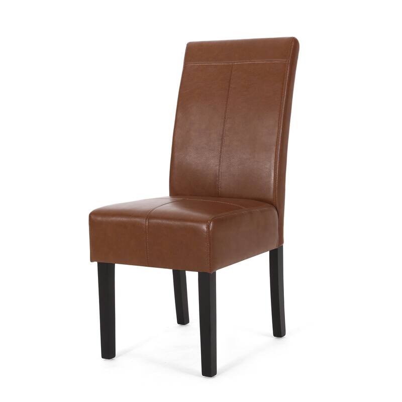 Modern Dining Chairs Set of 2, PU Leather Upholstered Parsons Dining Chairs with Solid Wood Legs for Kitchen, Living Room