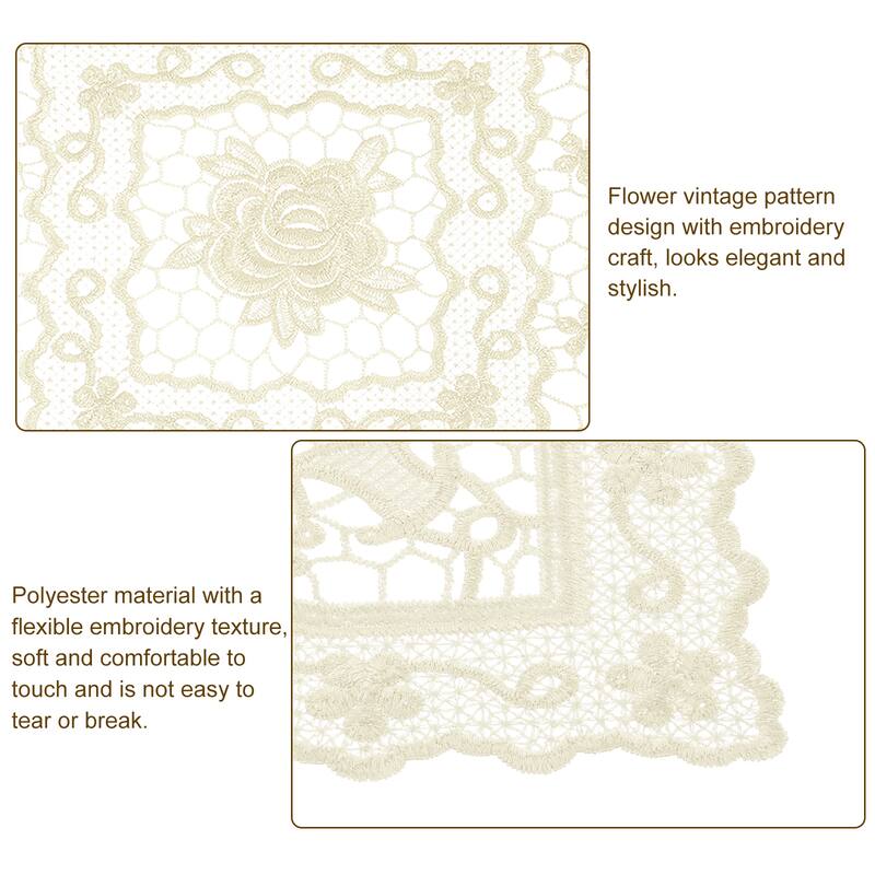 15x15-in Retro Lace Placemat Square French Crochet Doilies Coasters