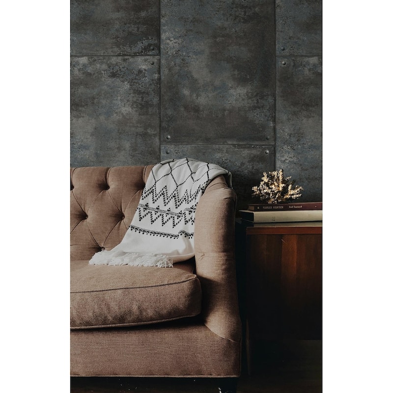 Seabrook Designs Preston Faux Metal Panel Unpasted Wallpaper