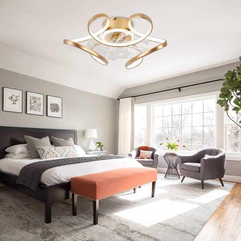 Bella Depot 22“ Low Profile Ceiling Fan with Dimmable Light, 6-Speed Reversible Flush Mount Ceiling Fan with APP Control