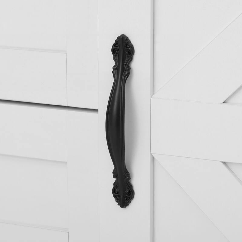 Sideboard with Storage,Farmhouse Storage Cabinet with Sliding Barn Doors and 4 Drawers