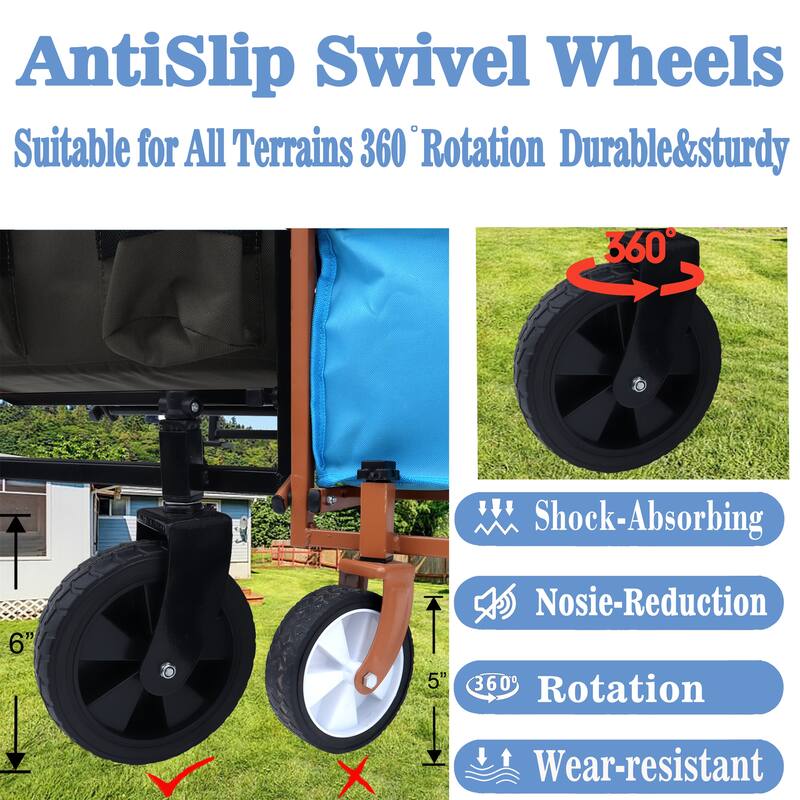 Multi-Use Foldable Wagon with 3 Liner Bags - Heavy Duty Camping Cart