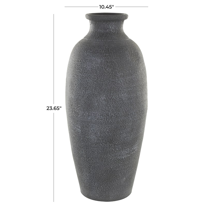 Ceramic Textured Whitewashed Decorative Vase - Black - Roche River Decor