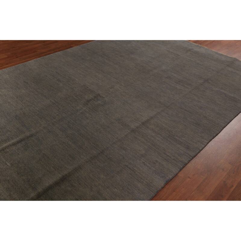 Gray Gabbeh Modern Area Rug Hand-Knotted Wool Carpet - 6'4" x 9'10"