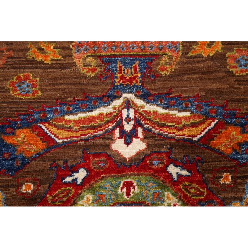 Geometric Vegetable Dye Ziegler Oriental Area Rug Handmade Wool Carpet - 6'0" x 8'9"