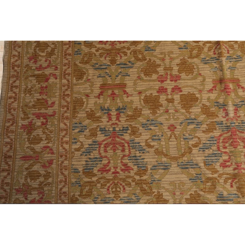 Hand Knotted Beige, Blue 100% Wool Transitional Oriental Area Rug - 14' 6'' x 19' 10''