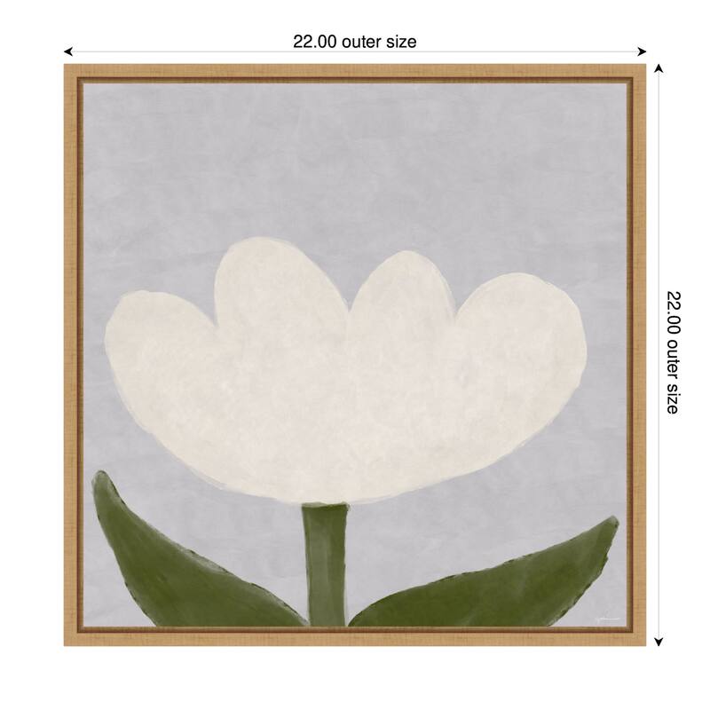 Kate and Laurel White Tulip by Gabrielly Guedes Framed Canvas Wall Art Print