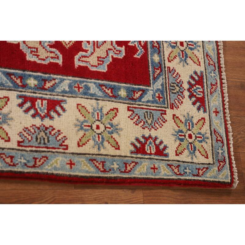 Traditional Red Kazak Rug Hand-Knotted Oriental Wool Carpet - 3'5"x 5'0"