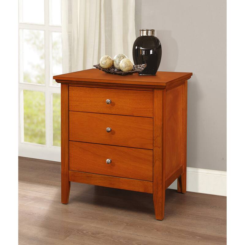 Modern 24-in Metal Knob Wood Nightstand with Three-Drawer