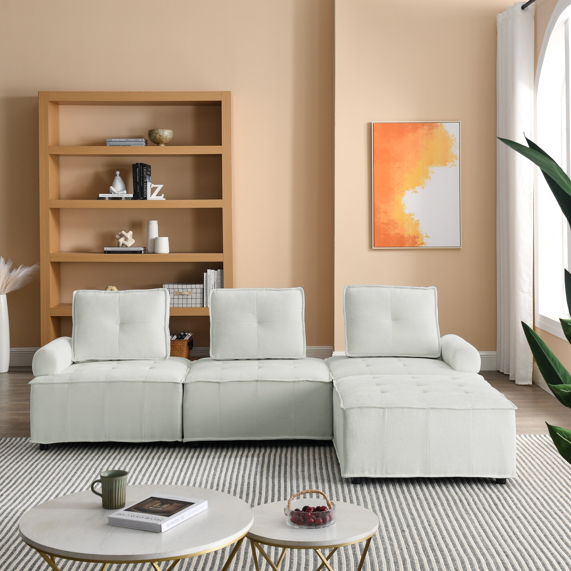 L Shape High density Sponge Sectional Sofa with Solid Hardwood Frame