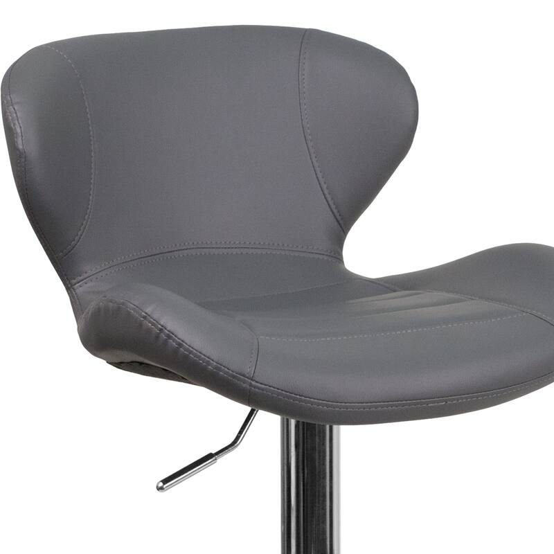 Modern Low-back Height-adjustable Chrome/Vinyl Barstools (Set of 2)