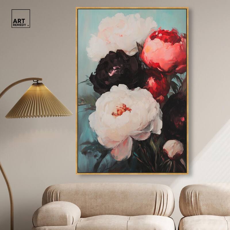 Three Shades of Peony II Canvas by Art Remedy