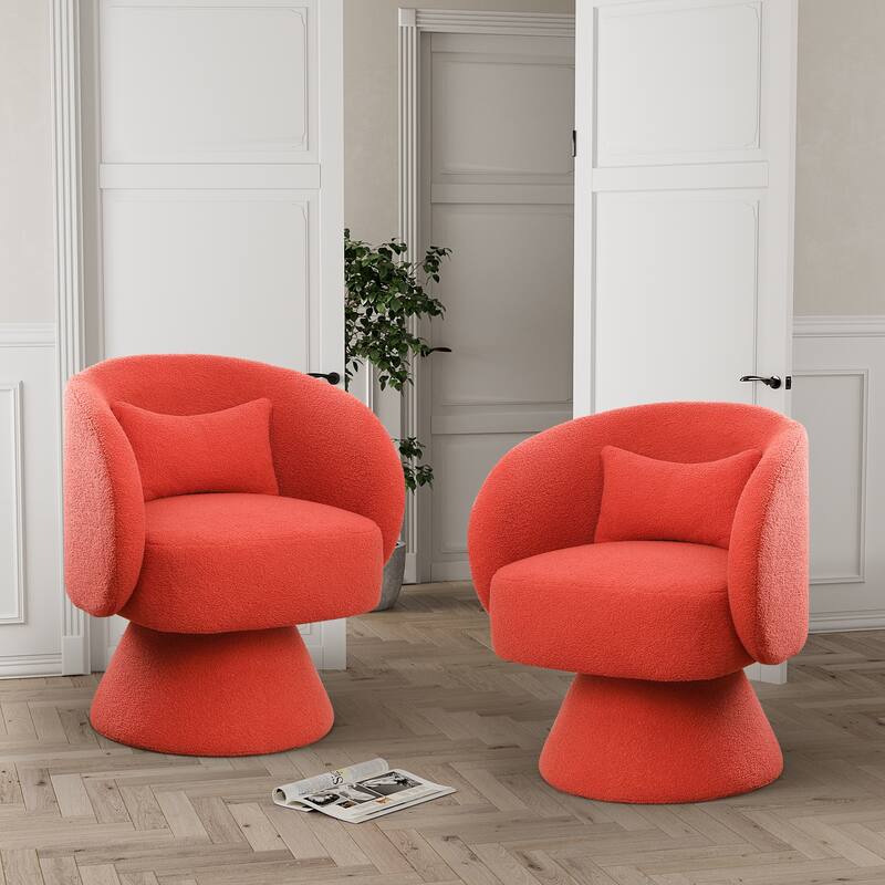 Ouyessir Teddy Sherpa Upholstered Swivel Cuddle Barrel Sofa Chairs