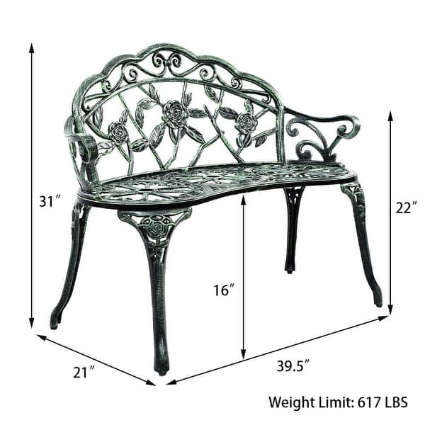Costway Patio Garden Bench Chair Style Porch Cast Aluminum Outdoor