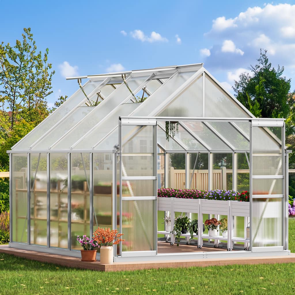 Moasis 8' X 10' Polycarbonate Walk-in Hobby Garden Greenhouse with Aluminum Frame