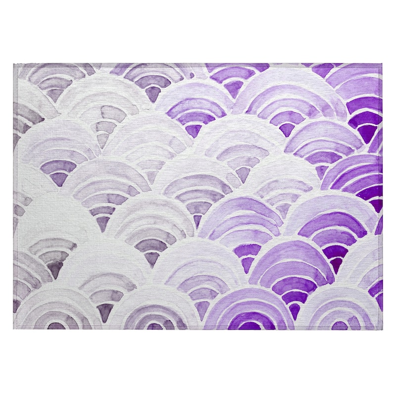 Indoor/ Outdoor Surfside Wave Washable Rug New - Purple - 1'8" x 2'6"