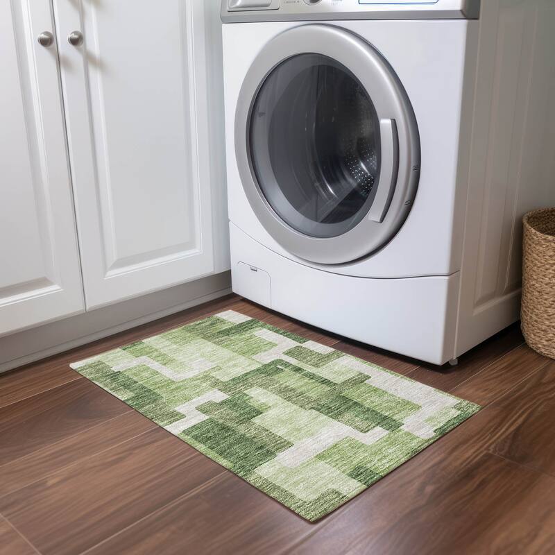 Machine Washable Indoor/ Outdoor Chantille Contemporary Blocks Rug