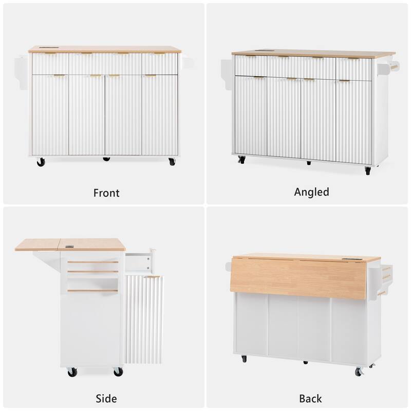 Fluted Kitchen Island with Storage