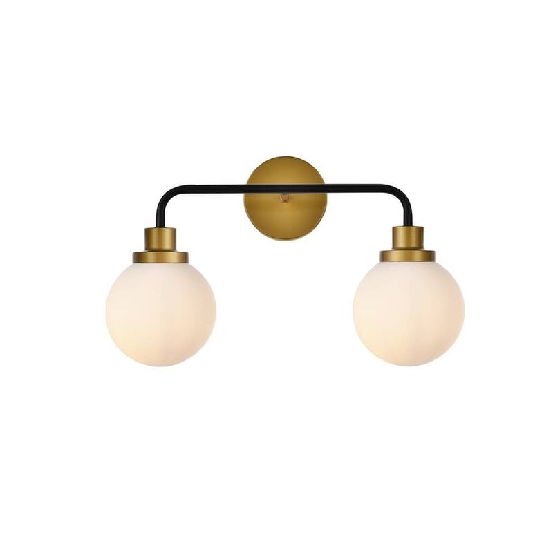 Elegant Lighting LD7032W19 Hanson 2 Light 19" Wide Vanity Light - Black / Brass / Frosted