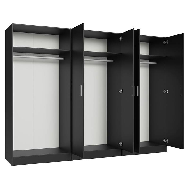 Madesa 6 Doors Wardrobe Storage Cabinet with Ample Shelves 94"L