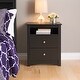 preview thumbnail 15 of 18, Broadway Black 2-drawer and Open Cubby Nightstand