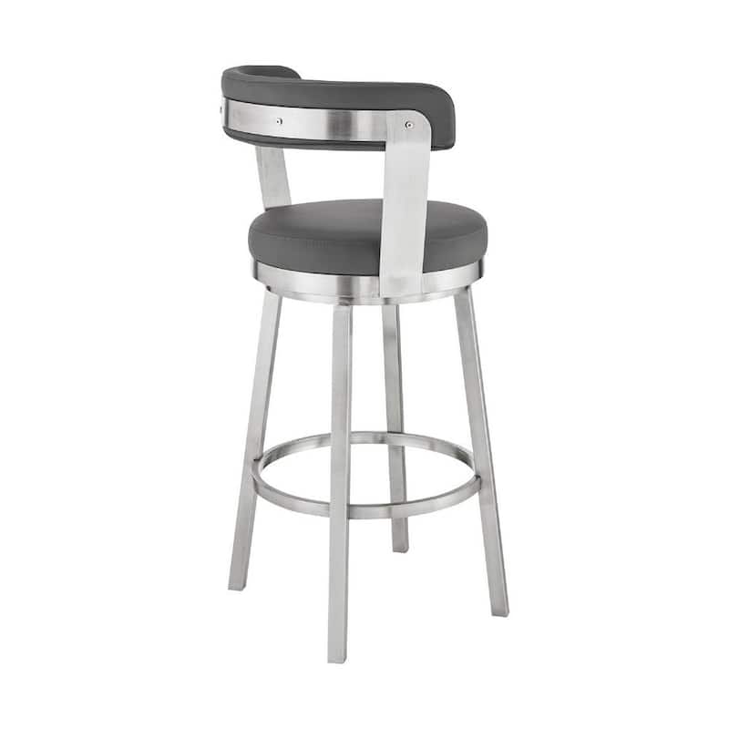 Swivel Barstool with Curved Open Back and Metal Legs