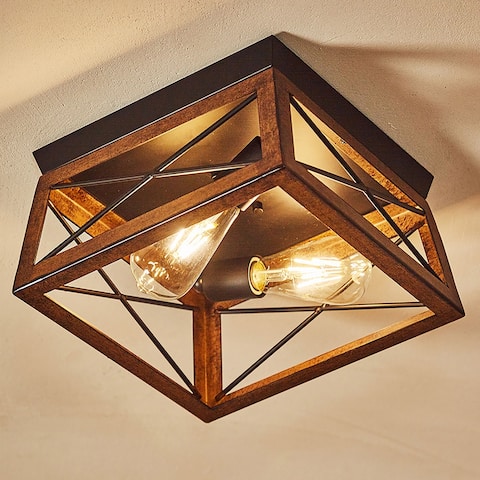 2 Light Farmhouse Flush Mount Ceiling Light