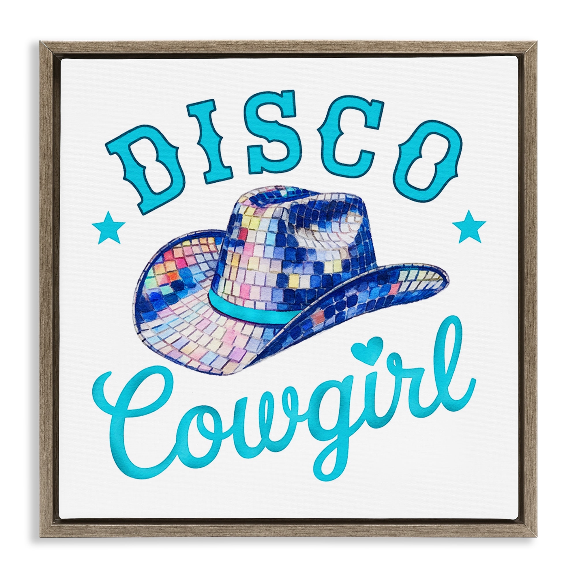 Stupell Turquoise Disco Cowgirl Framed Floater Canvas Wall Art Design By Amanda Greenwood