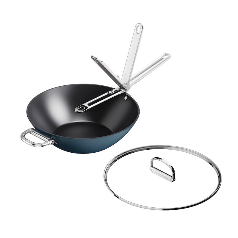 Joseph Joseph Space 12.5" Non-stick Ceramic Wok with Folding Handle and Lid