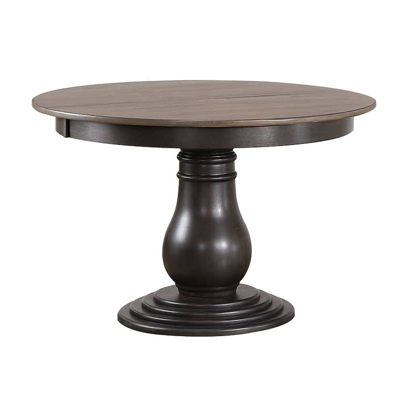 45"x45"x63" Antiqued Grey Stone Black Stone Panel Back 7-Piece Bella Dining Set