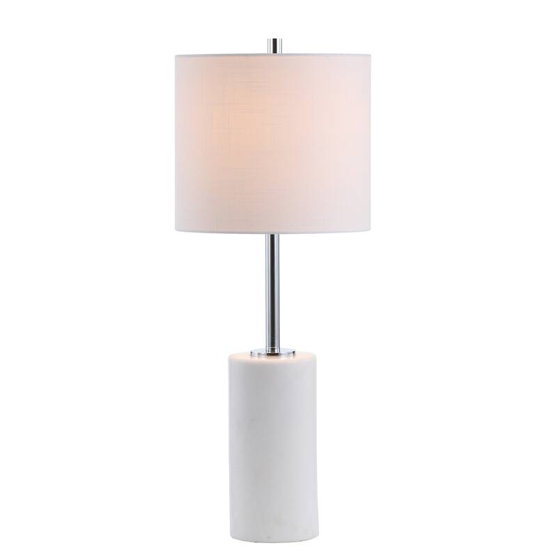 May 25.5" Marble LED Table Lamp, White/Chrome by JONATHAN Y