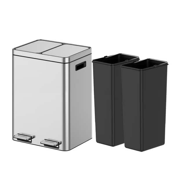 40L Stainless Steel 2-Compartment Trash Can