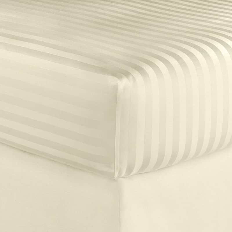 Home Sweet Home Dream Striped 1200 TC Cotton Deep Pocket Bed Sheet Set - Ivory - Full