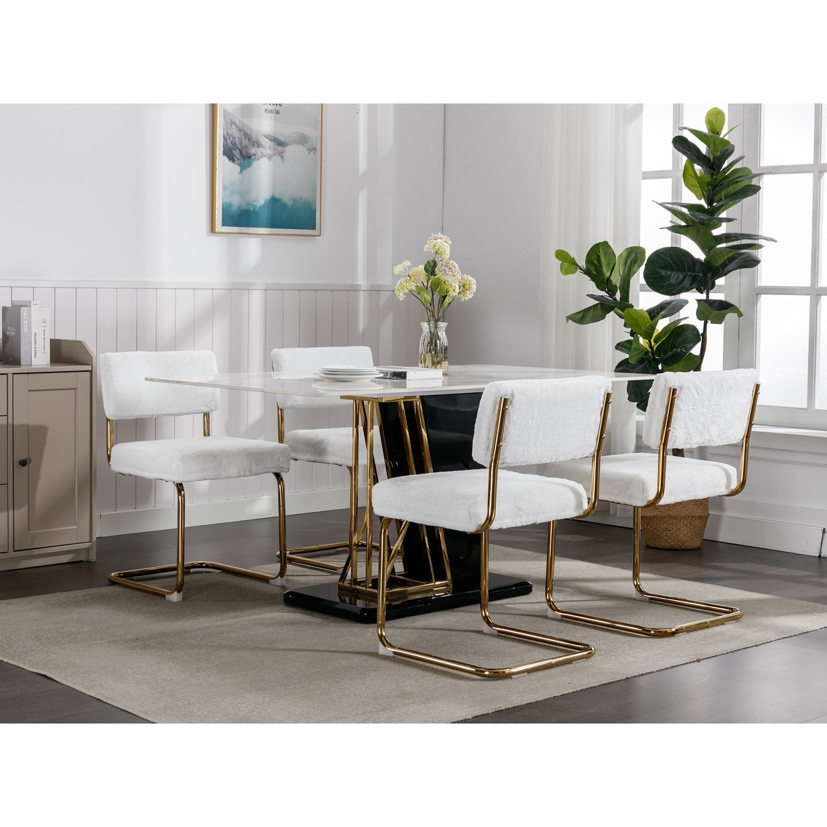 White and sales gold kitchen chairs