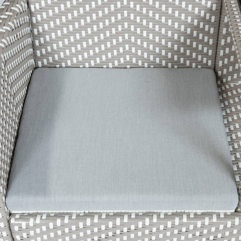 Lulu French Wicker Patio Loveseat with Built-in Glass End Table by Furniture of America