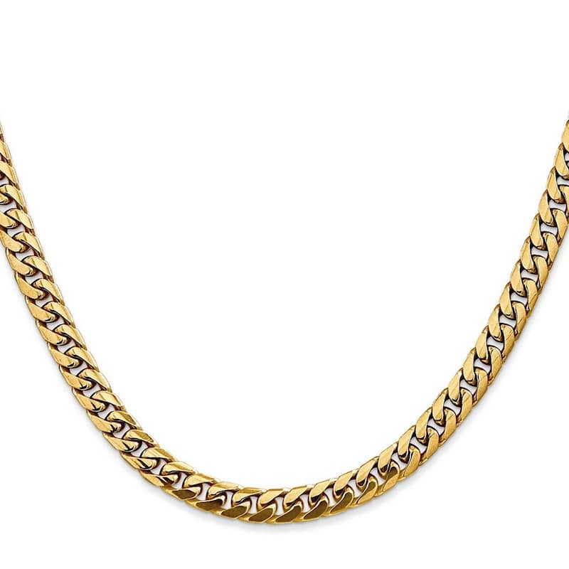 Curata 14k Yellow Gold Solid Polished 5mm Domed Curb Chain Bracelet Lobster Claw