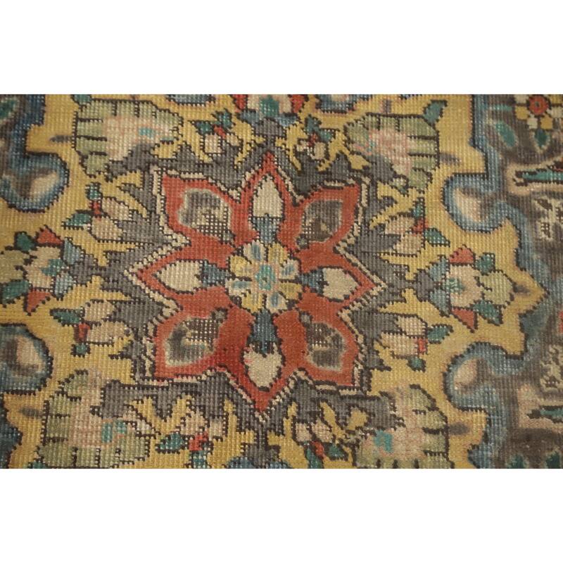 Hand Knotted Oriental 100% Wool Carpet Traditional Floral Oranges & Rust Tabriz Area Rug - 9' 10'' X 6' 7''