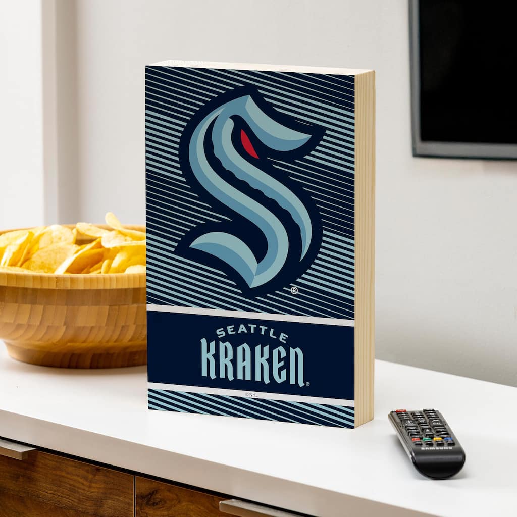 Seattle Kraken Wooden Tabletop Mantel Shelf Sign