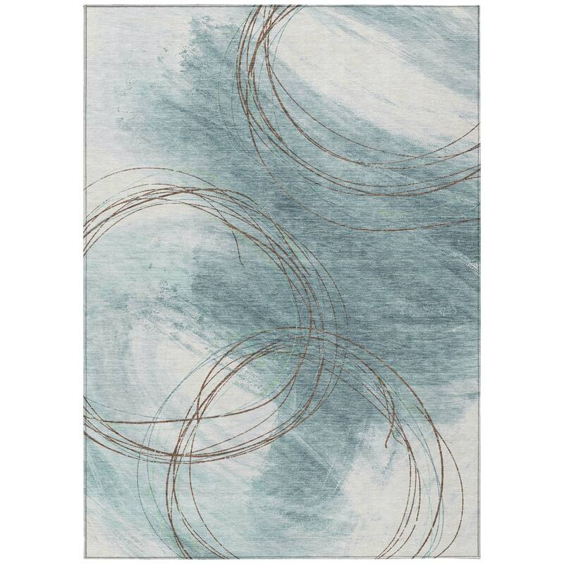 Machine Washable Indoor/ Outdoor Abstract Modern Chantille Rug