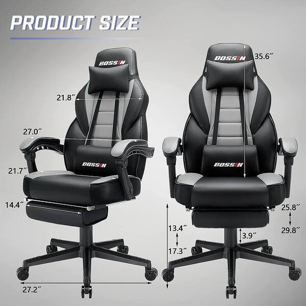 dimension image slide 1 of 7, BOSSIN Racing Style Gaming Chair,400 lbs Big and Tall gamer chair High Back Computer Chair