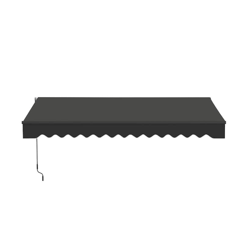ALEKO Caribbean Manual Retractable Patio Awning - Black Frame - Onyx Black - 12 x 10 Feet
