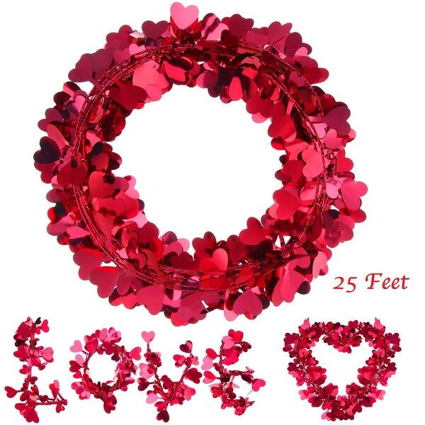 Shop Homvare Heart Wire Garland 25 Feet For Valentine S Day Party Wedding Supply Home Decorations Red 1 Pack 14 3 X 11 2 X 4 3 Overstock 30667532