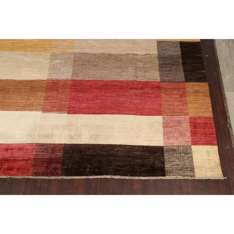 Geometric Gabbeh Kashkoli Oriental Area Rug Wool Handmade Carpet - 12'1" x 18'4"