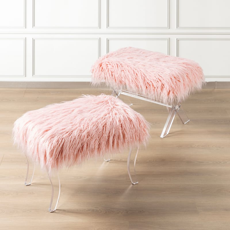 Glitzhome 24"L Modern Luxury Acrylic Ottoman Bench