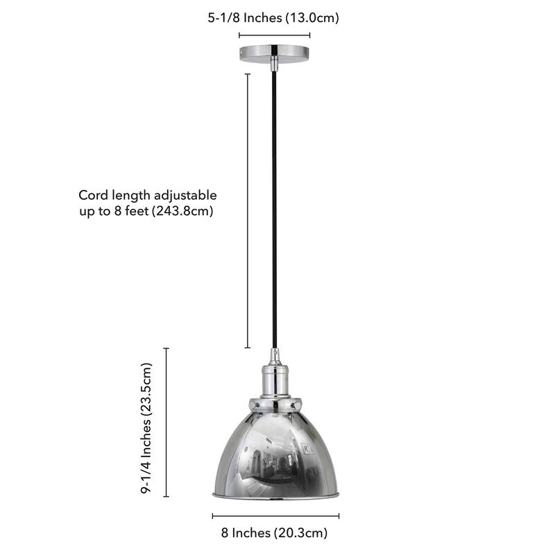 Madison 8" Wide Pendant with Metal Shade