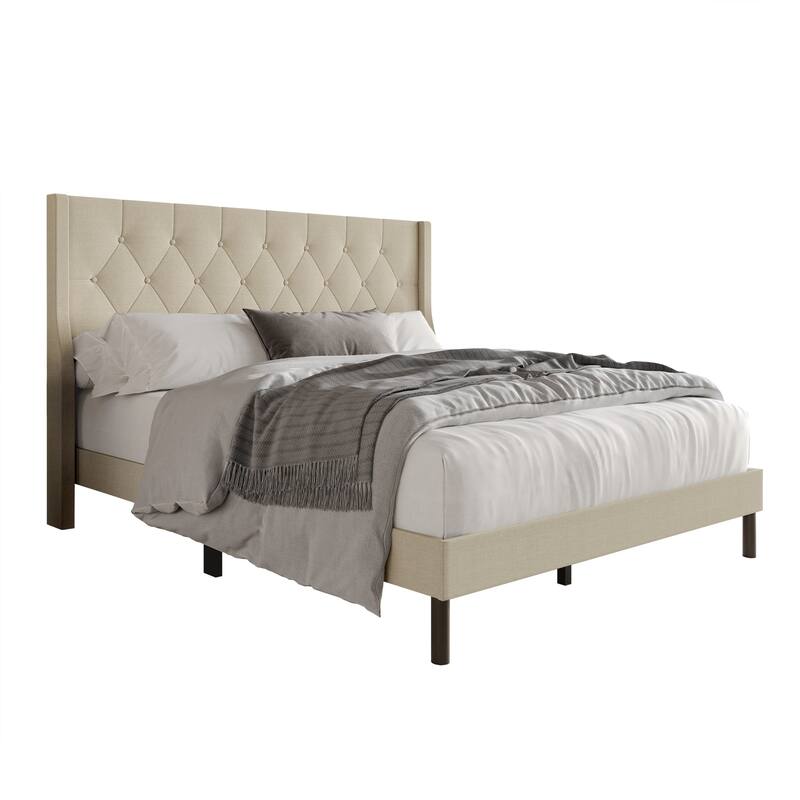 Oregon Twin Button-Tufted Upholstered Wingback Panel Bed
