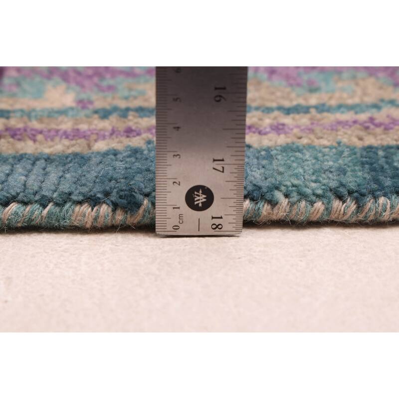 ECARPETGALLERY Hand-knotted Kathmandu Turquoise Wool Rug - 8'6 x 9'9